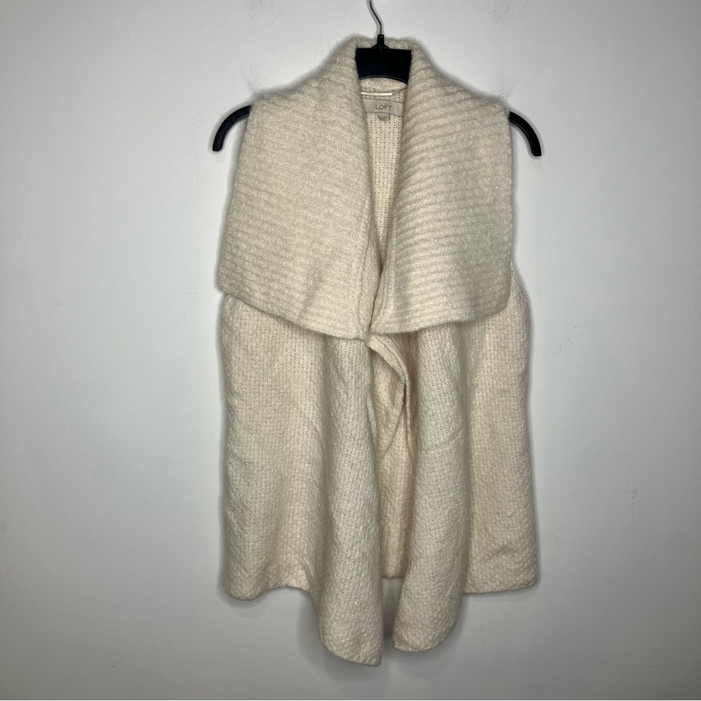 Loft alpaca blend‎ waterfall sweater vest off white size small